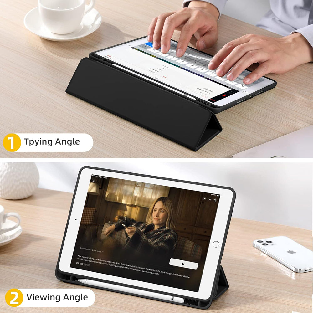 Husa de protectie tableta Techsuit Flex Trifold (with Pencil Holder) compatibil cu iPad Air 10.5 2019 / Pro 10.5 2017, Negru