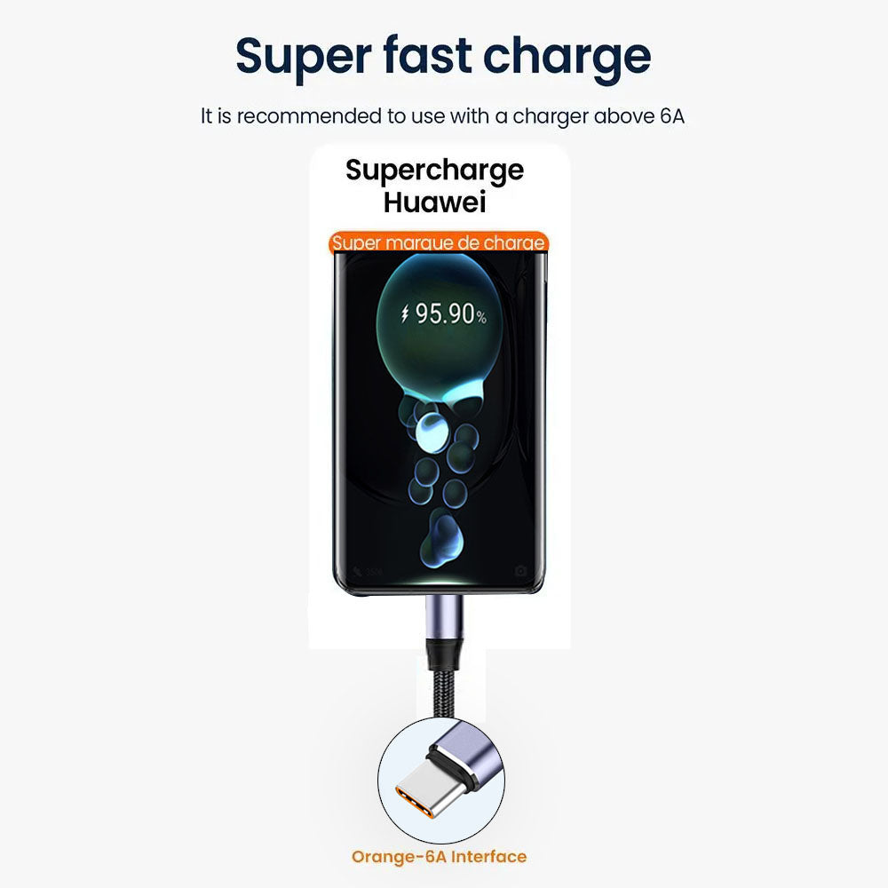 Cablu Techsuit (PCB018), USB-A to Type-C, Super Fast Charging, 100W, 480Mbps, 6A, Nylon, Aluminum Alloy, 1m, Negru