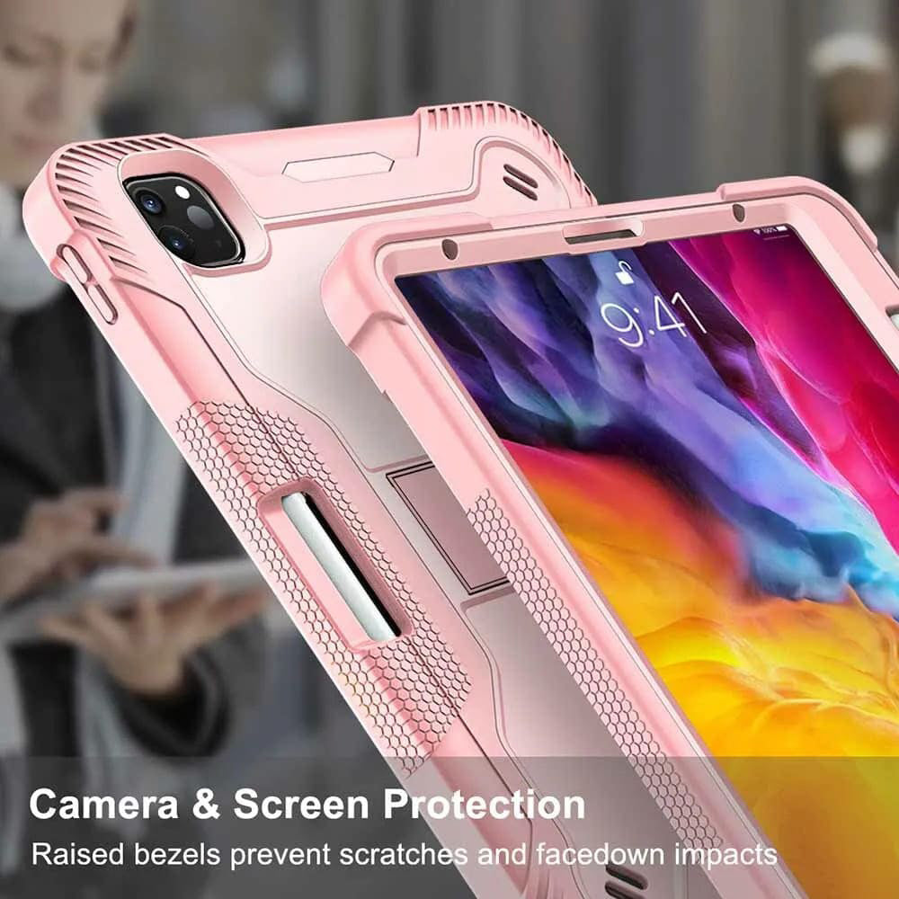 Husa de protectie tableta Techsuit Rugged TabShell + Screen Protector compatibil cu iPad Pro 13 (2024) / iPad Pro 13 (2025), Roz Auriu