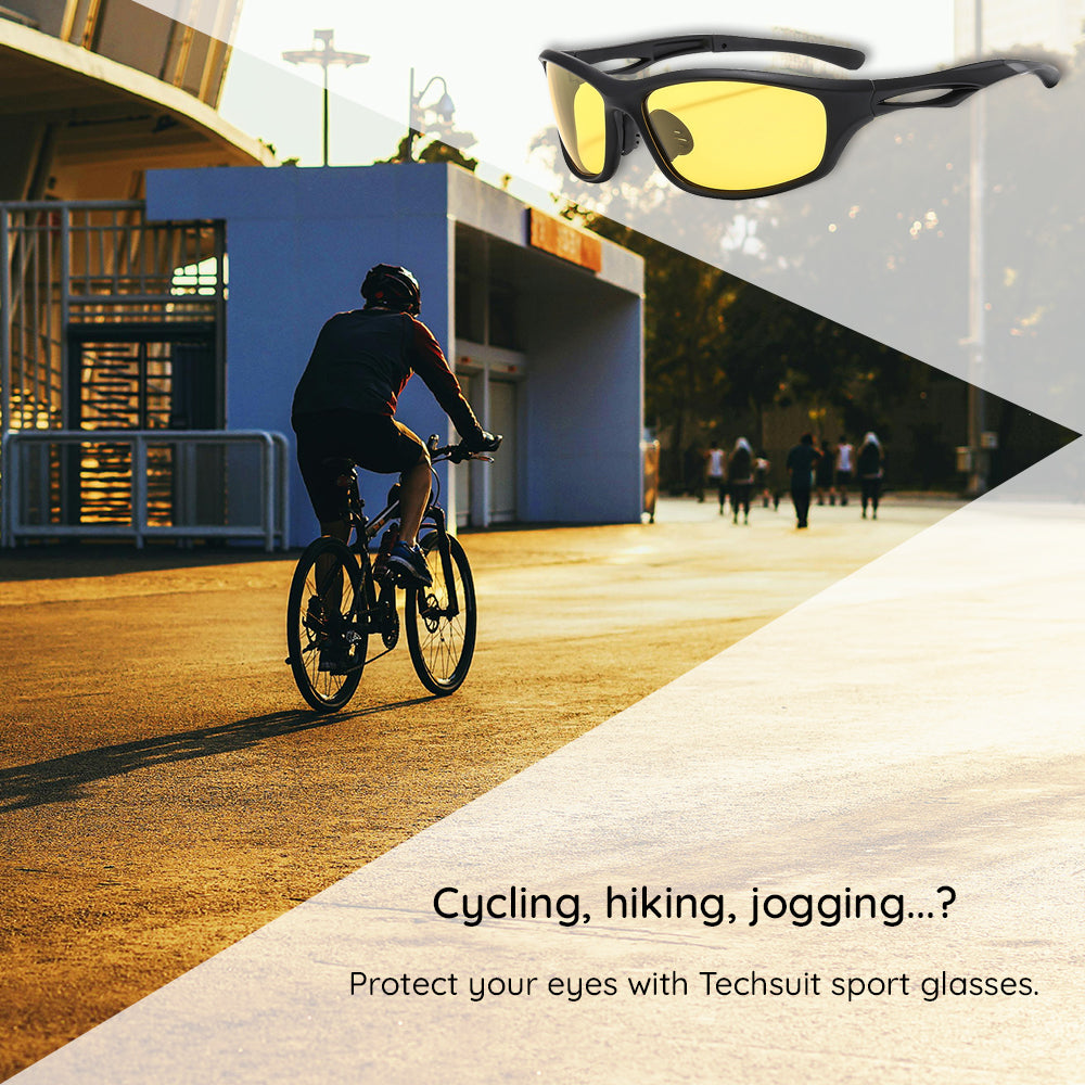 Techsuit Bike Glasses (9309), for Cycling and Sport Outdoor Activities, Polarized, PC Frame, Unisex, Argintiu / Gray