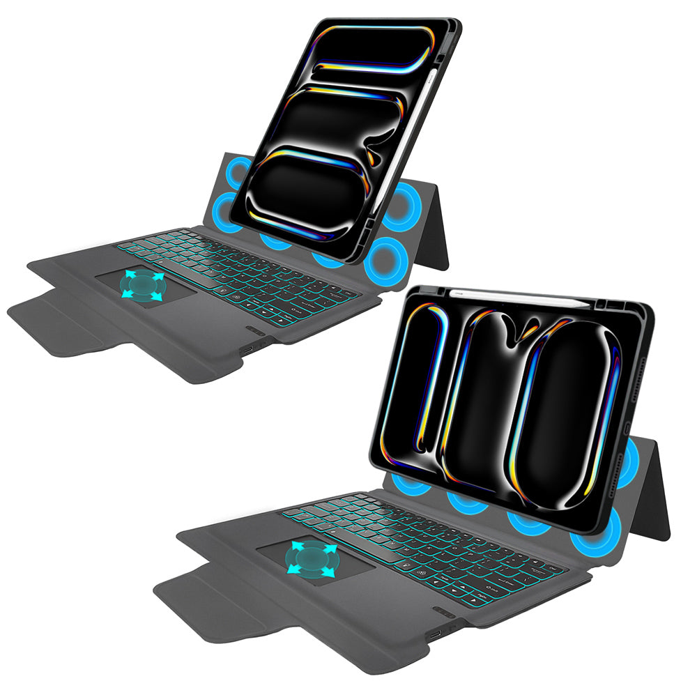 Husa de protectie tableta Techsuit KeyTab Pro + Screen Protector (with RGB Wireless Keyboard/Stylus Pen Holder) compatibil cu iPad Pro 13 (2024) / iPad Pro 13 (2025) - Black