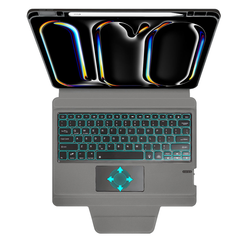 Husa de protectie tableta Techsuit KeyTab Pro + Screen Protector (with RGB Wireless Keyboard/Stylus Pen Holder) compatibil cu iPad Pro 13 (2024) / iPad Pro 13 (2025) - Black