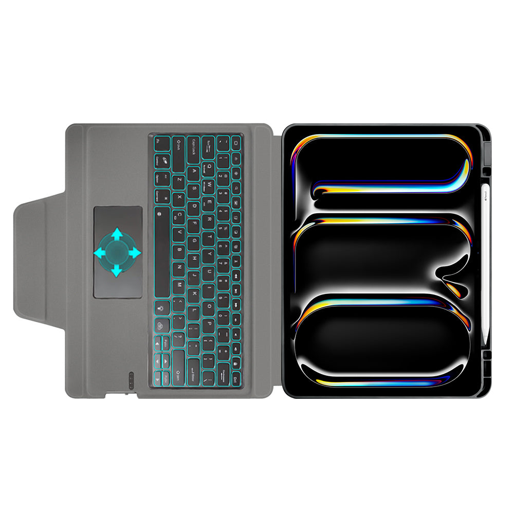Husa de protectie tableta Techsuit KeyTab Pro + Screen Protector (with RGB Wireless Keyboard/Stylus Pen Holder) compatibil cu iPad Pro 13 (2024) / iPad Pro 13 (2025) - Black