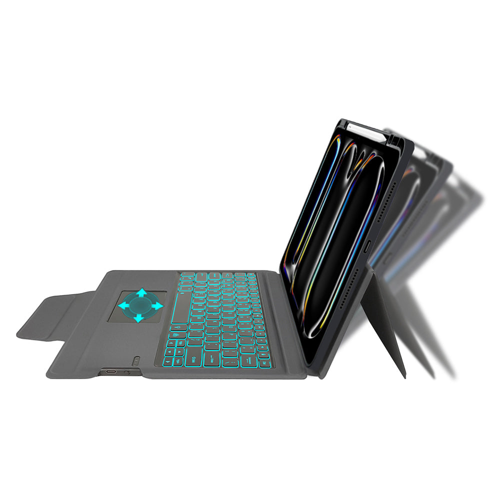 Husa de protectie tableta Techsuit KeyTab Pro + Screen Protector (with RGB Wireless Keyboard/Stylus Pen Holder) compatibil cu iPad Pro 13 (2024) / iPad Pro 13 (2025) - Black