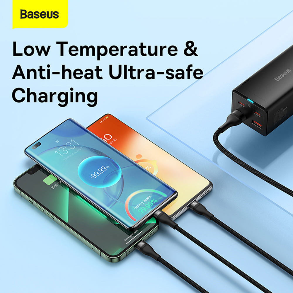 Cablu Baseus Flash Series 2 (CASS040001), Fast Charge, USB to Type-C, Lightning, Micro-USB, 66W, 1.2 m, Negru