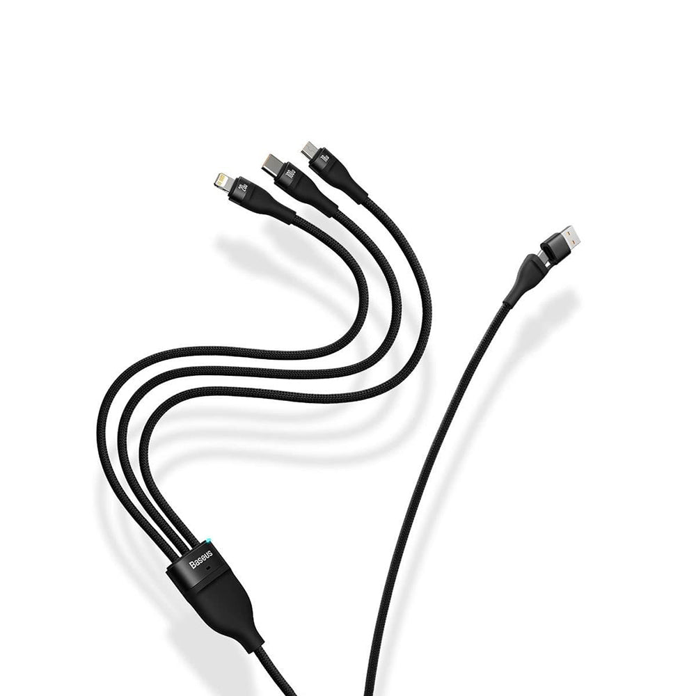 Cablu Baseus Flash Series 2 (CASS030101), Type-C/Lightning/Micro-USB, 100W, 1.2m, Negru