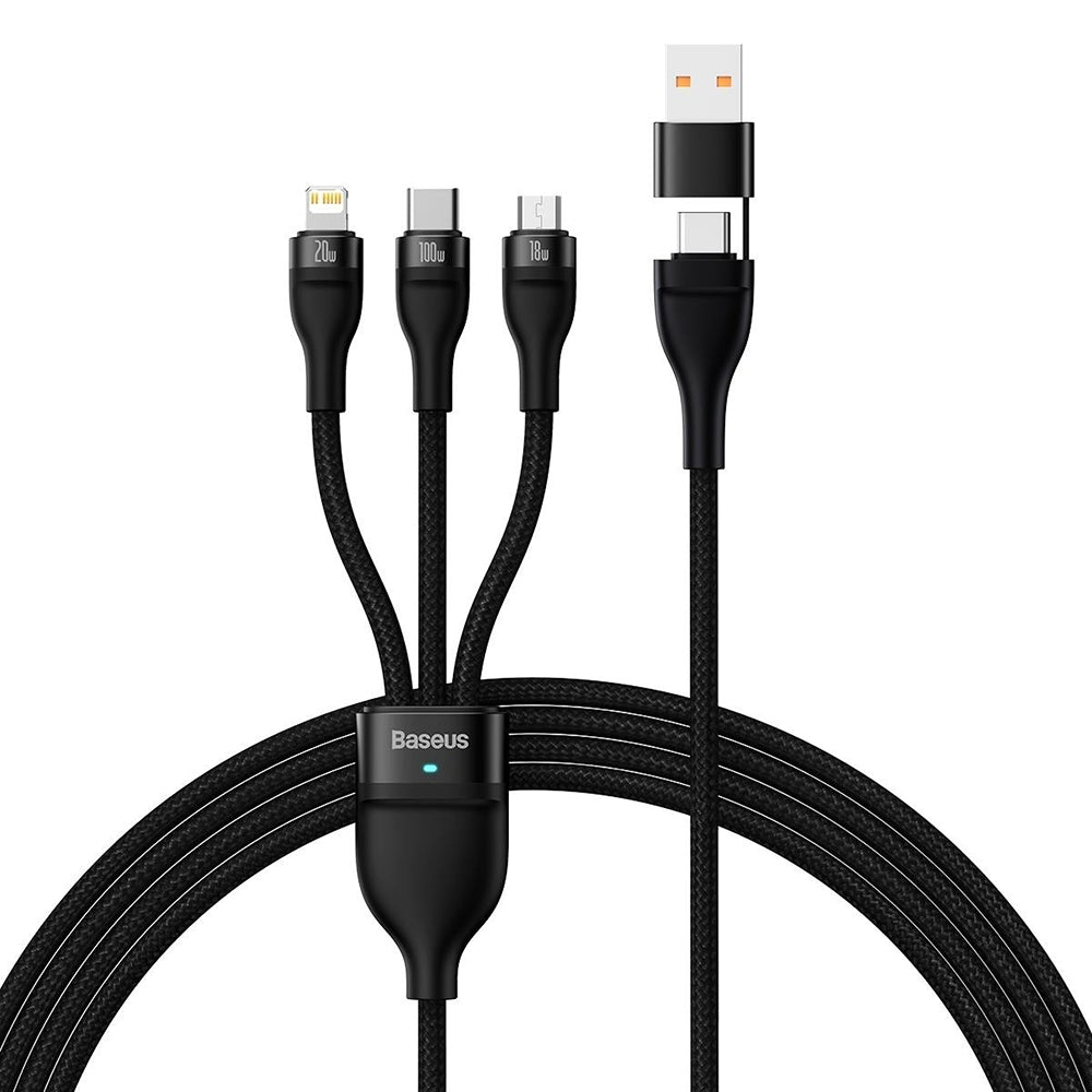 Cablu Baseus Flash Series 2 (CASS030101), Type-C/Lightning/Micro-USB, 100W, 1.2m, Negru