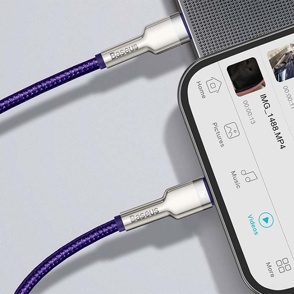 Cablu Baseus Cafule Series Metal (CATLJK-A05), Type-C to Lightning, Fast Charging PD20W, 480Mbps, 2.4A, 1m, Mov