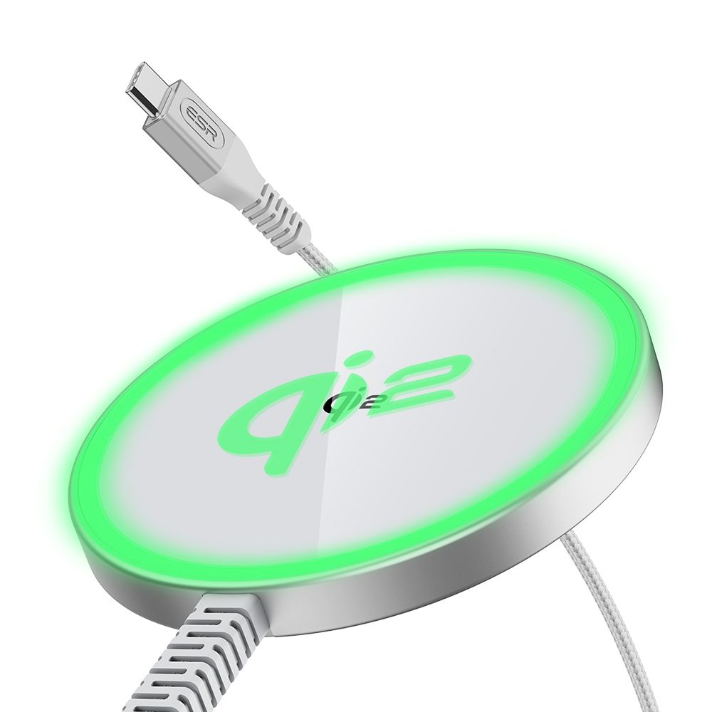 Incarcator ESR Mini Magnetic Wireless HaloLock Qi2, MagSafe Compatible, 15W, with Type-C Cable, 1.5m, Argintiu
