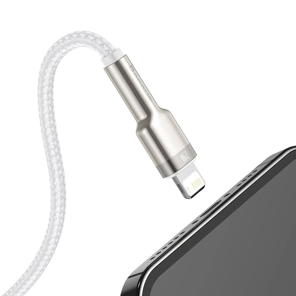 Cablu Baseus Cafule Series Metal (CALJK-A02), USB to Lightning, 2.4A, 480Mbps, 1m, Alb