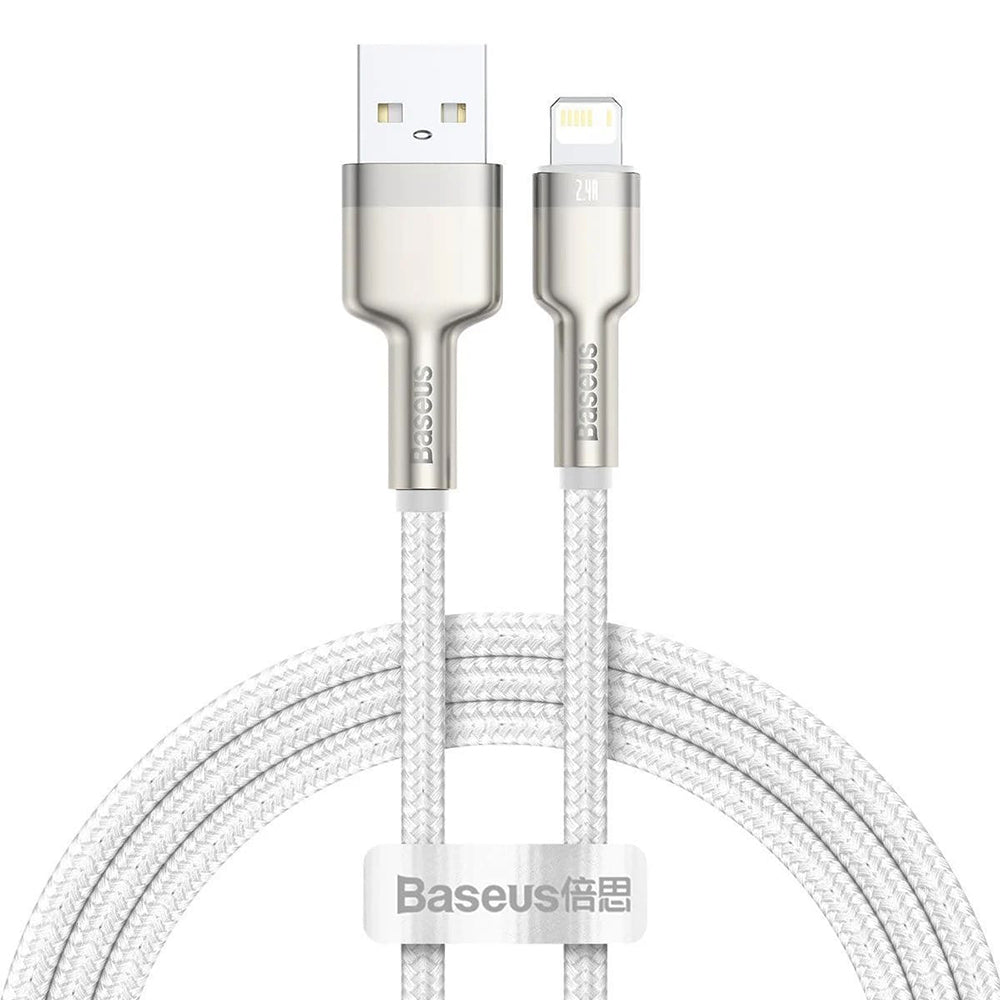 Cablu Baseus Cafule Series Metal (CALJK-A02), USB to Lightning, 2.4A, 480Mbps, 1m, Alb