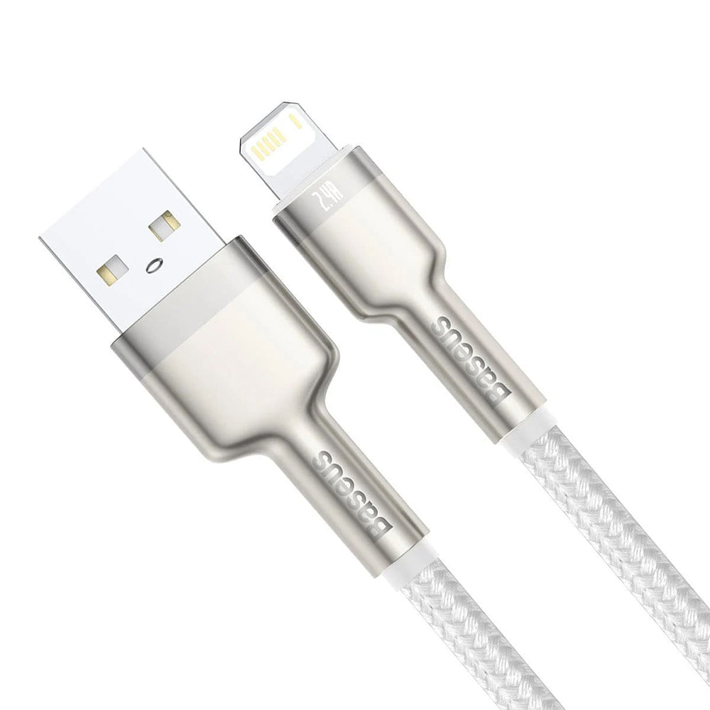 Cablu Baseus Cafule Series Metal (CALJK-A02), USB to Lightning, 2.4A, 480Mbps, 1m, Alb