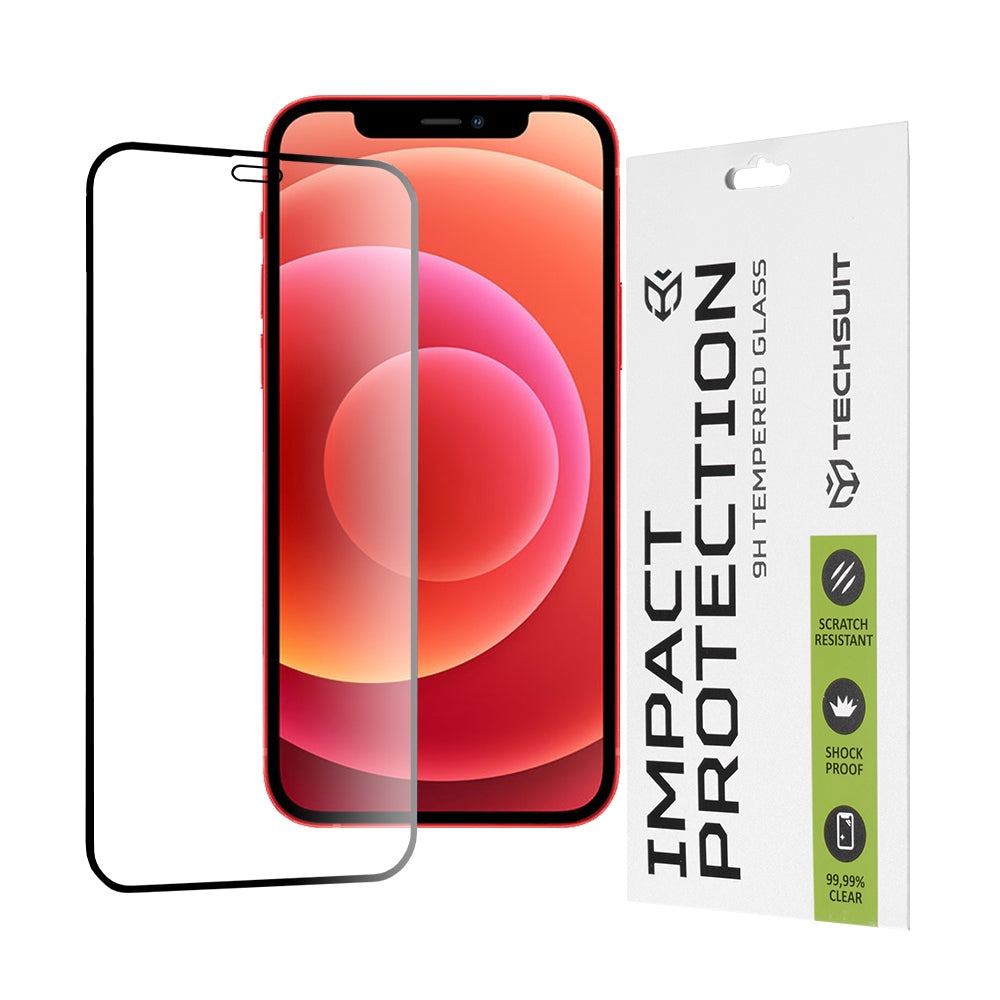 Folie de protectie Techsuit 111D Full Cover / Full Glue Glass compatibil cu iPhone 12 mini, Negru