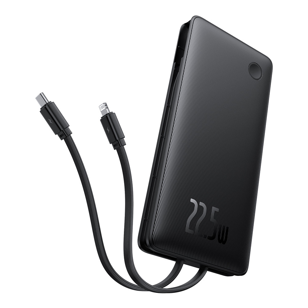 Baterie externa Baseus Airpow Air Lite (P10067501123-00), USB, Type-C, Dual Cable USB-C, Lightning, 22.5W, 10000mAh, Negru