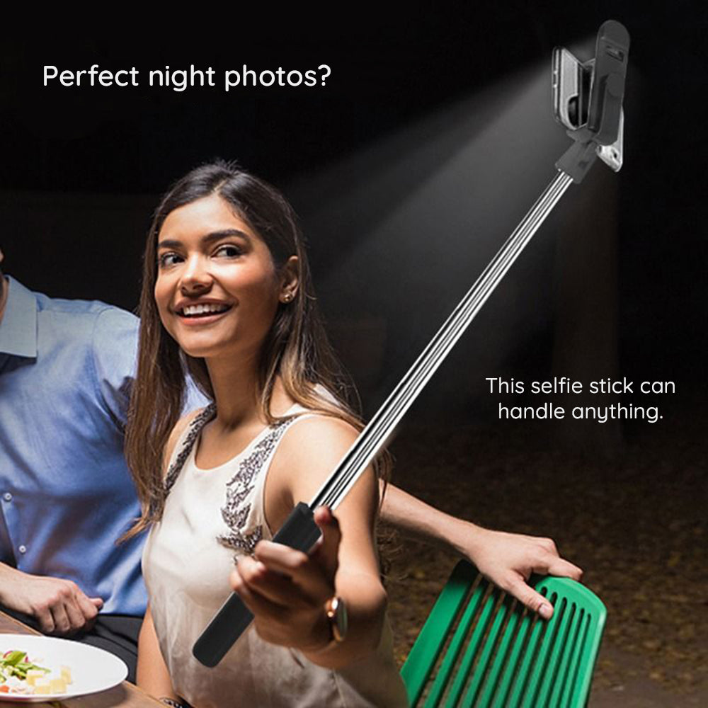 Suport Techsuit Mini Selfie Stick (S05-S), Compact Tripod Mount with Bluetooth Remote Control, LED Light, Foldable, 105cm, Negru