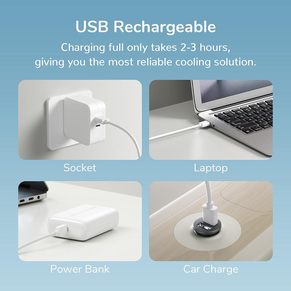 JisuLife Premium Handheld Fan Life1 Plus (FA21), Portable, Type-C, 3 Speeds, 2000mAh, Roz