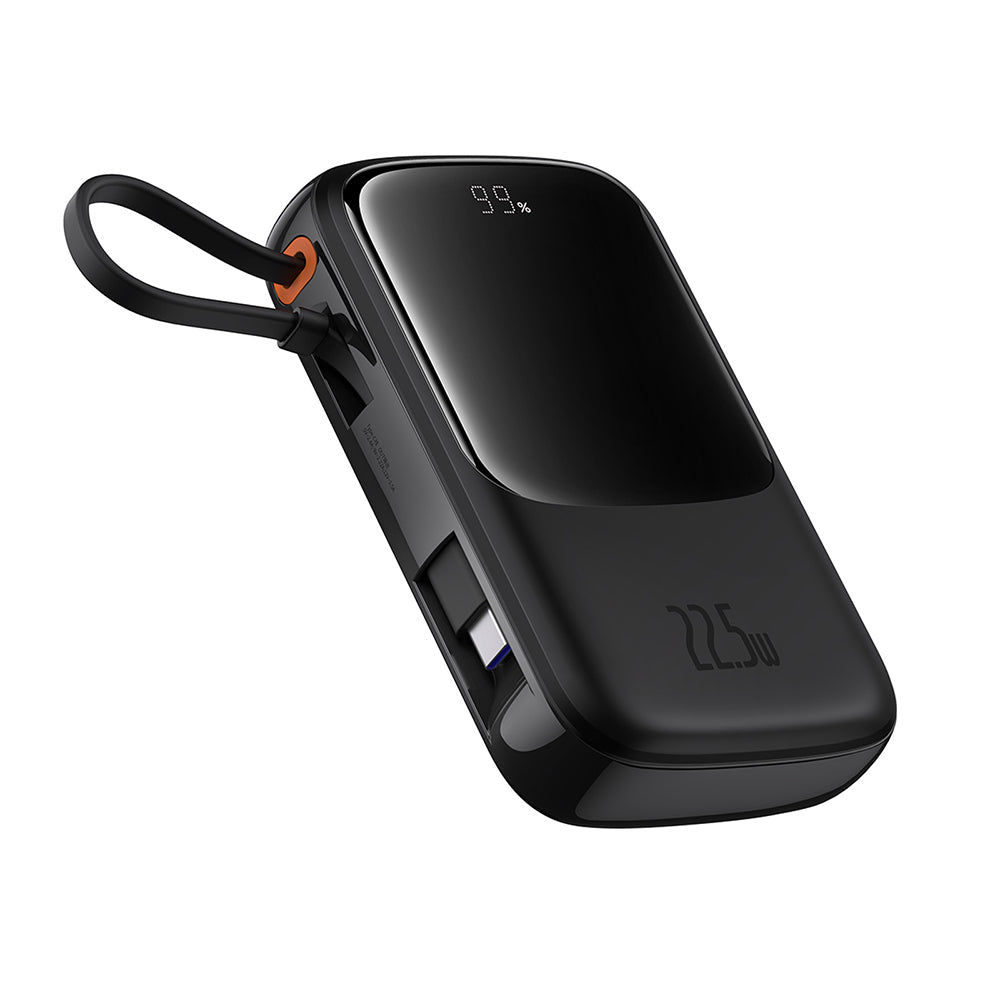 Baterie externa Baseus Qpow Pro+ (P10067101113-00), Lightning, 2xType-C, USB, 22.5W, Fast Charge, 10000mAh, Cable USB-C, Negru