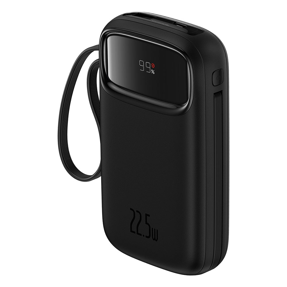 Baterie externa Baseus Qpow Pro+ (P10055002113-00), Lightning, 2x Type-C, USB, 22.5W, 20000mAh, Cable Type-C, 30cm, Negru