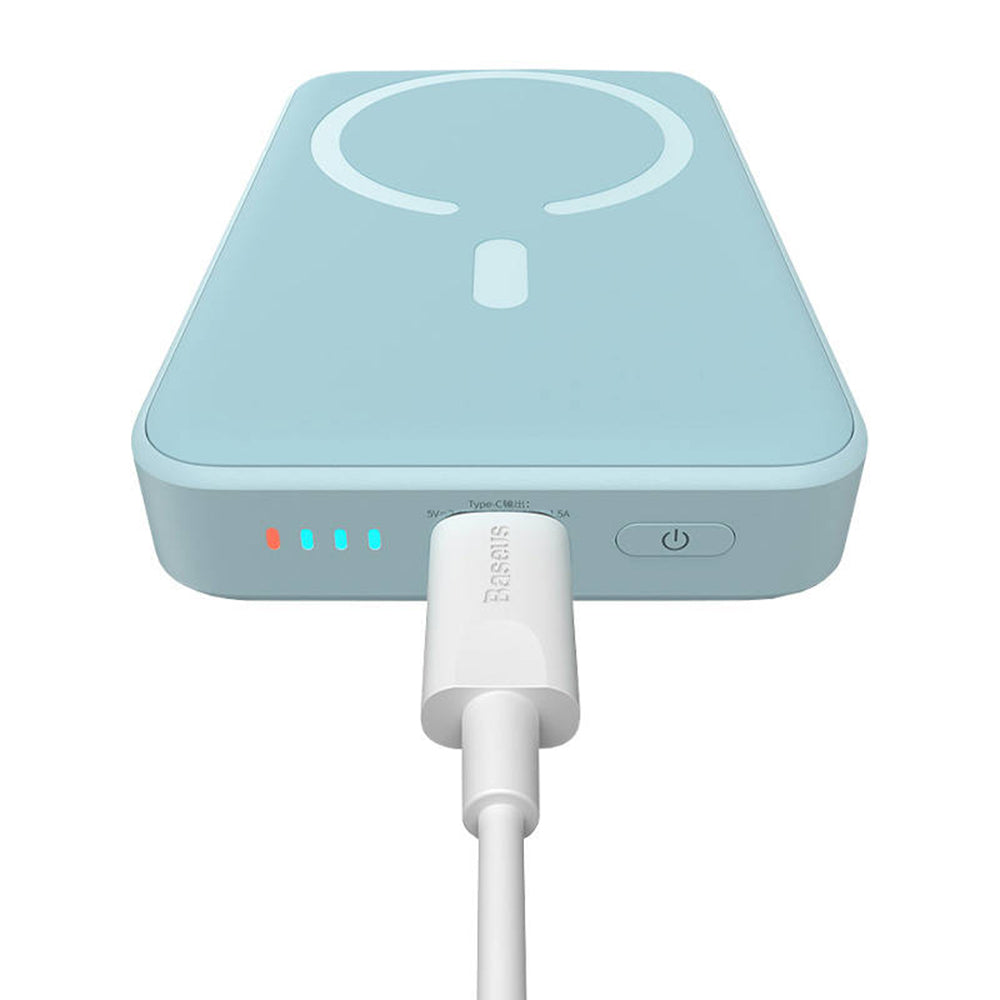 Baterie externa Baseus Magnetic Mini (PPCX110103), USB-C, MagSafe, 10000mAh, 20W, with Cable Type-C, 3A, 30cm, Bleu