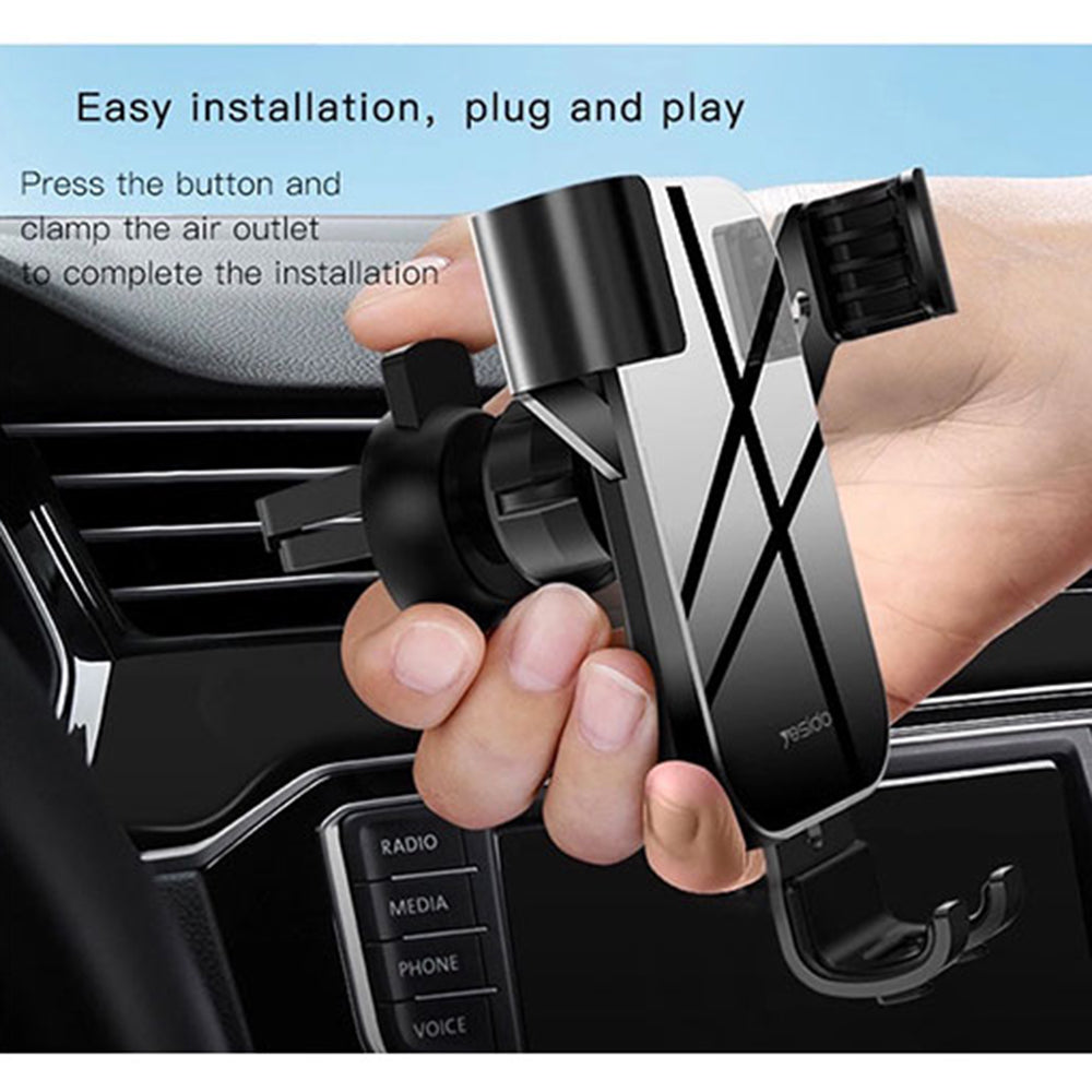 Suport Yesido (C87), Gravity Grip for Air Vent, Negru