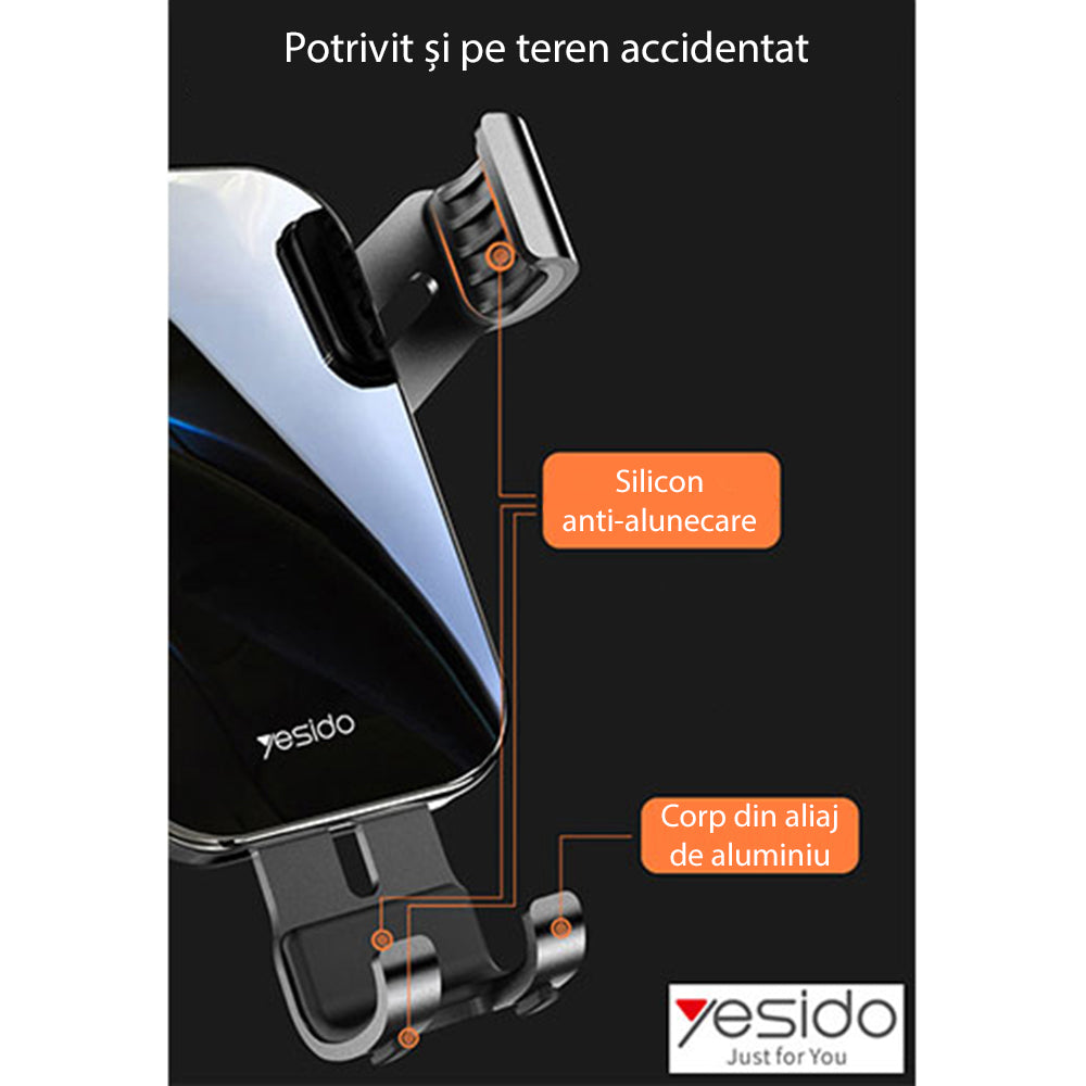 Suport Yesido (C87), Gravity Grip for Air Vent, Negru