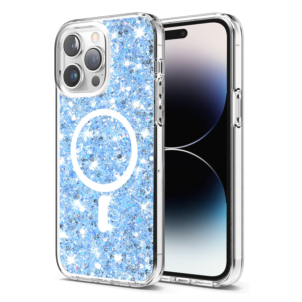 Husa de protectie Techsuit Sparkly Glitter MagSafe compatibil cu iPhone 14 Pro, Albastru