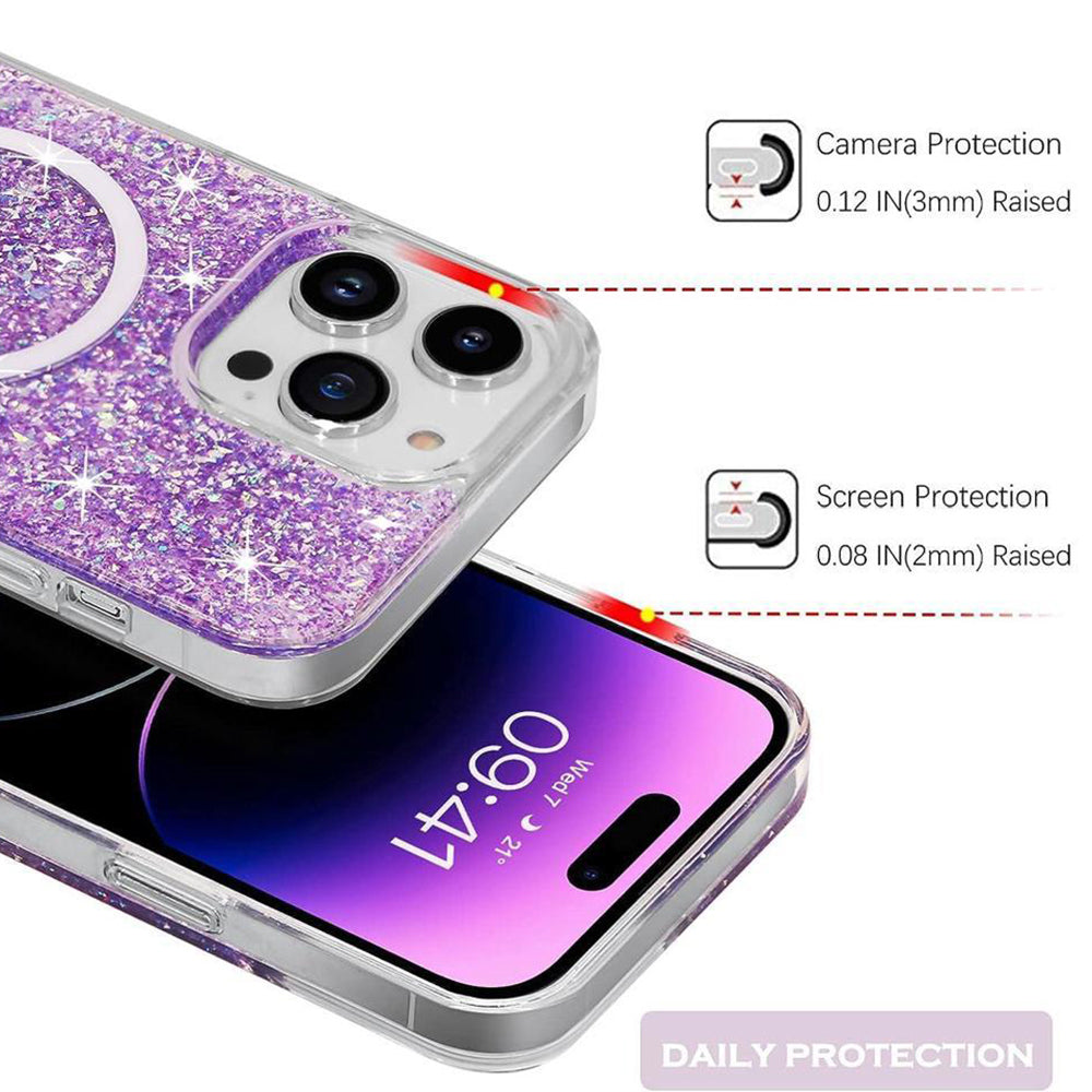 Husa de protectie Techsuit Sparkly Glitter MagSafe compatibil cu iPhone 14 Pro, Albastru
