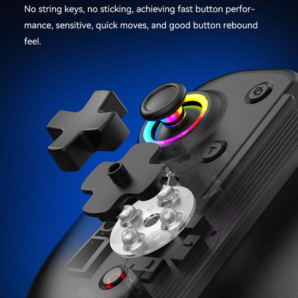 Accesoriu gaming Techsuit Wireless Controller (BSP-D8 Pro), for Phones, Tablets (Android, iOS, PS4), Bluetooth, RGB Lights, 400mAh, Alb