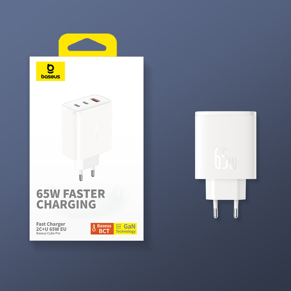 Incarcator Baseus (P10152301213-00), 2x Type-C + USB, 65W, Alb