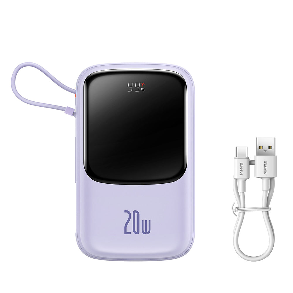 Baterie externa Baseus Qpow Pro (PPQD030005), Lightning, Type-C, USB, 20000mAh, 20W, with Cable USB-C, Lightning, 3A, Mov