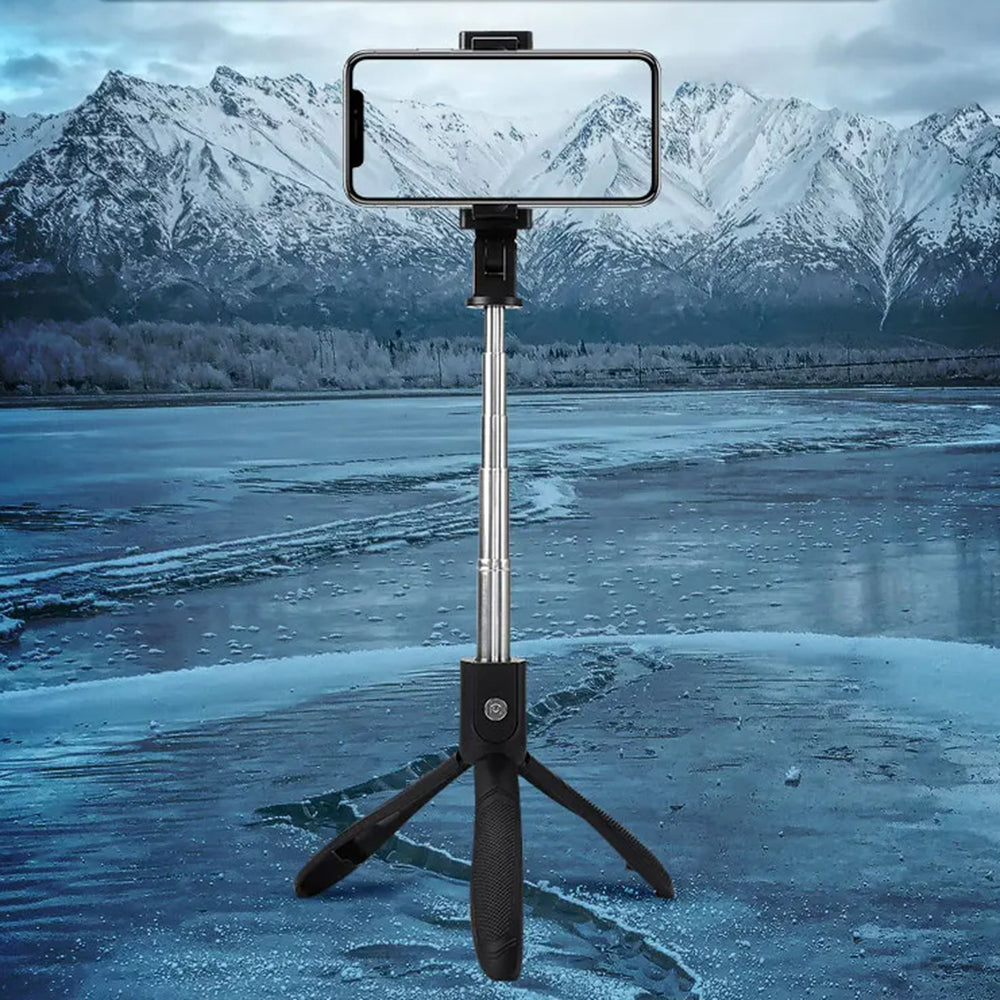 Suport Techsuit Selfie Stick (K06), Stable Tripod with Bluetooth Remote Control, Foldable, 360 Rotation, 70cm, Negru