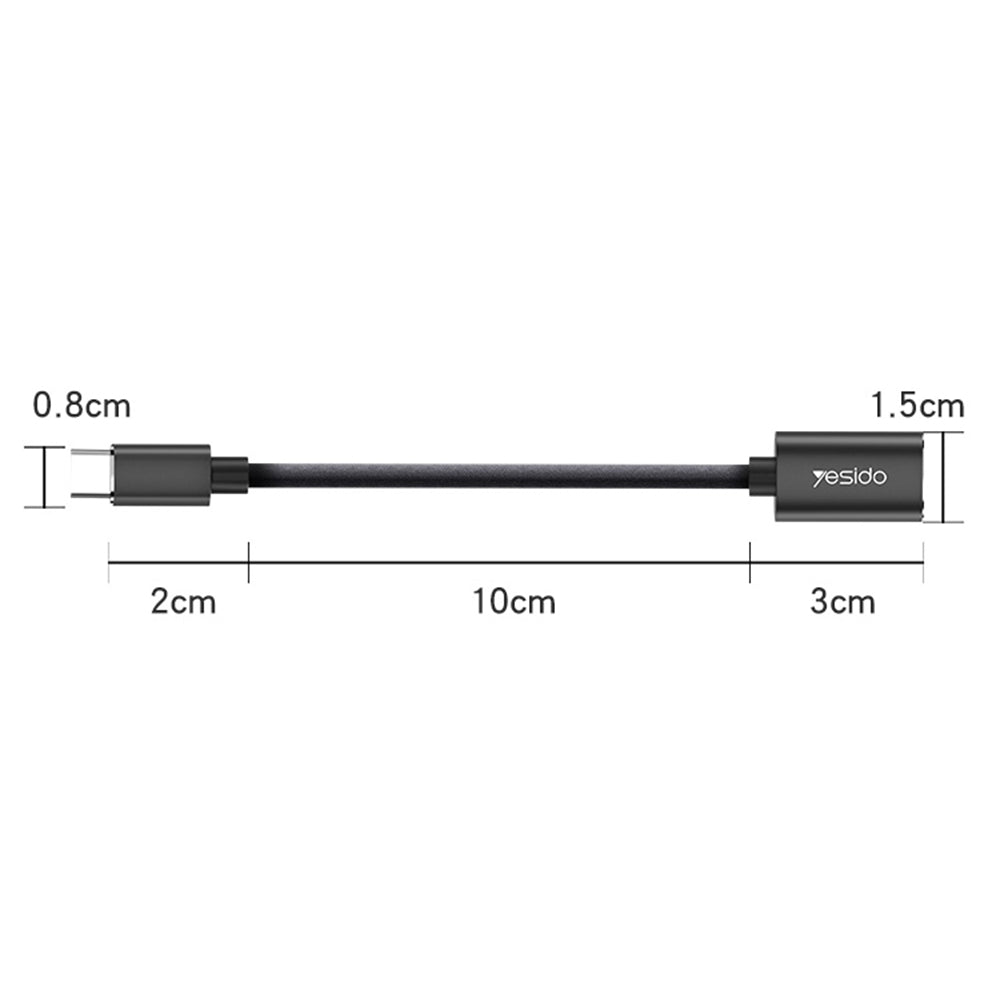 Adaptor Yesido OTG Cable Adapter (GS01), Type-C to USB 2.0, Plug & Play, Negru