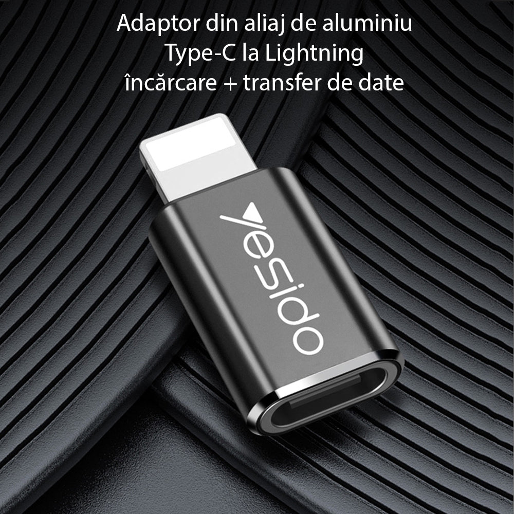 Adaptor Yesido OTG Adapter (GS03), Lightning to Type-C, Plug & Play, 480Mbps, Negru