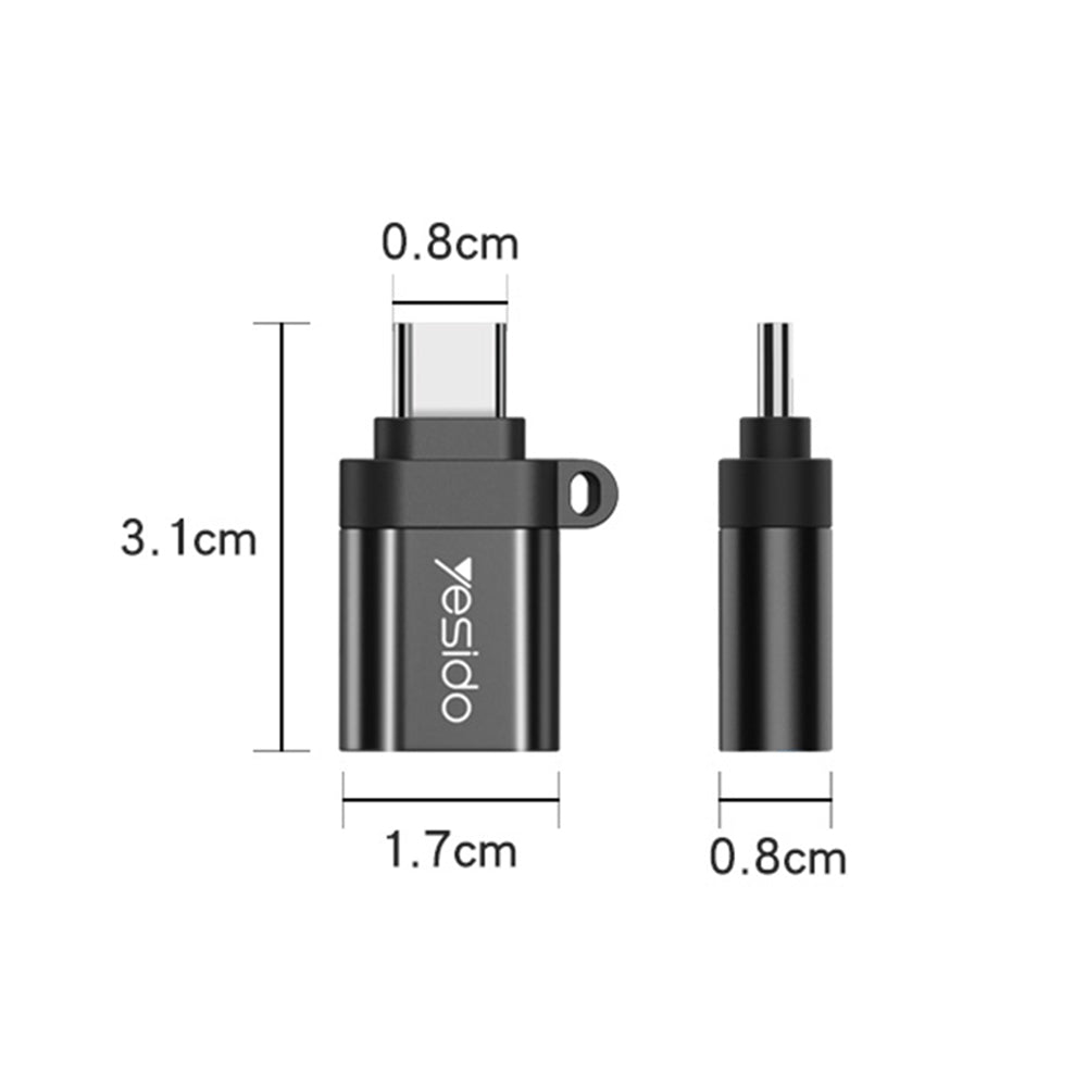 Adaptor Yesido OTG Adapter (GS06), Type-C to USB 3.0, Plug & Play, 5Gbps, Negru