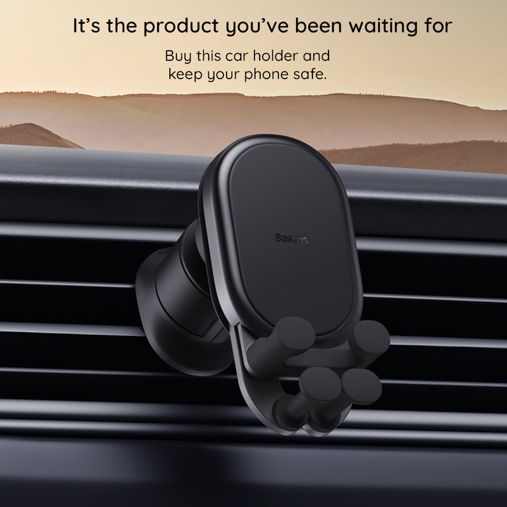 Suport Baseus Pro (SUWX030001), Stable Gravitational, Wireless Charging, for Air Vent, 15W, Negru