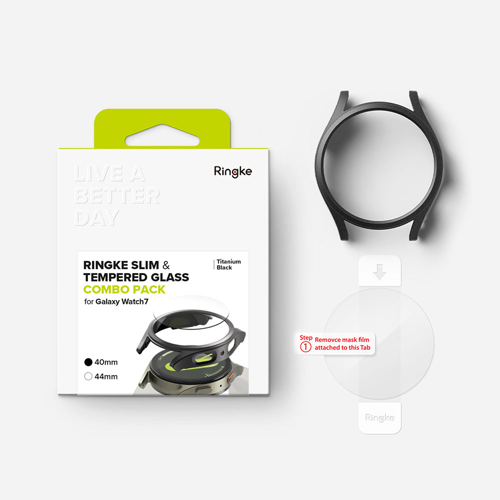 Folie de protectie smartwatch Ringke Slim + Screen Protector compatibil cu Samsung Galaxy Watch7 40mm, Titanium Black