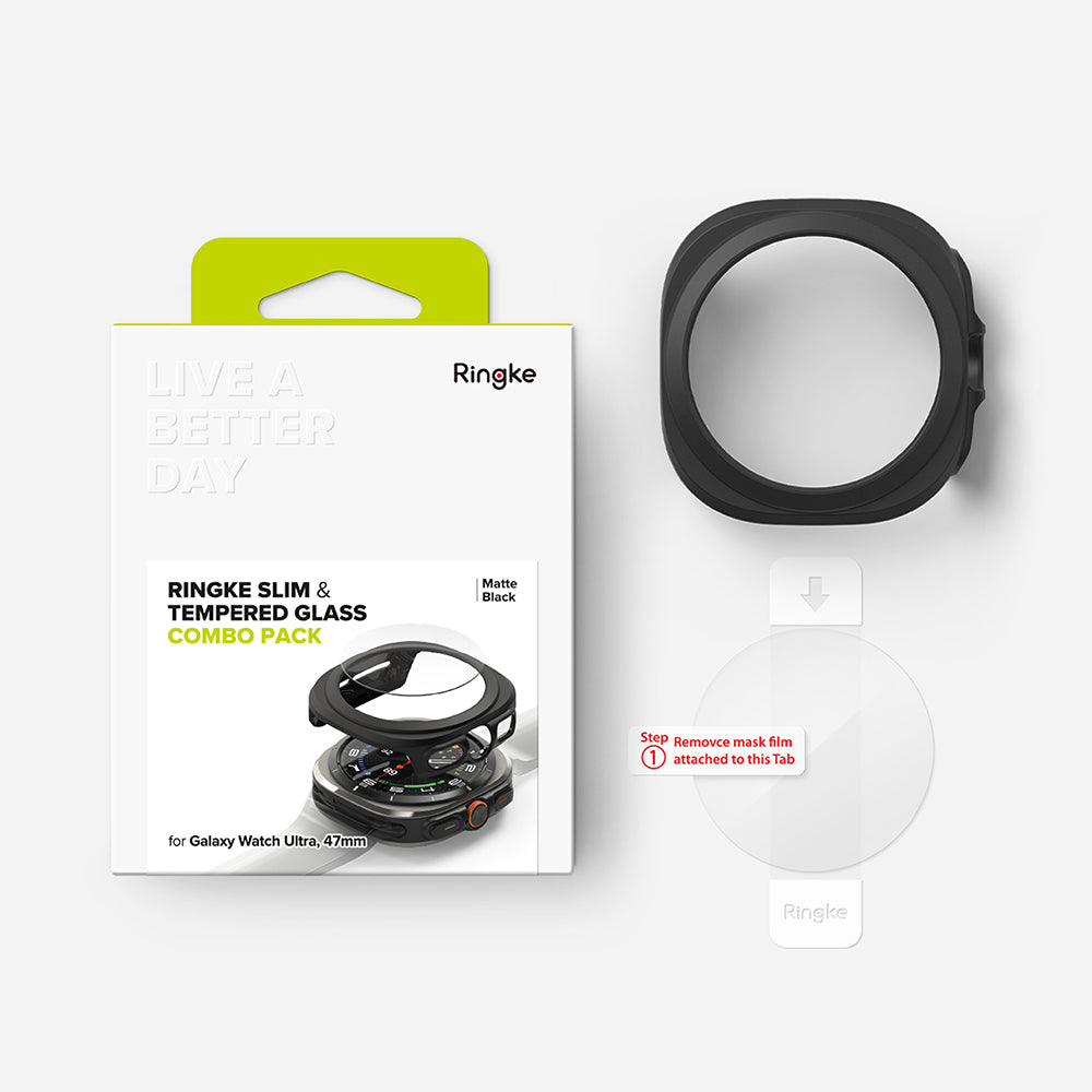 Folie de protectie smartwatch Ringke Slim + Screen Protector compatibil cu Samsung Galaxy Watch Ultra 47mm, Negru Mat