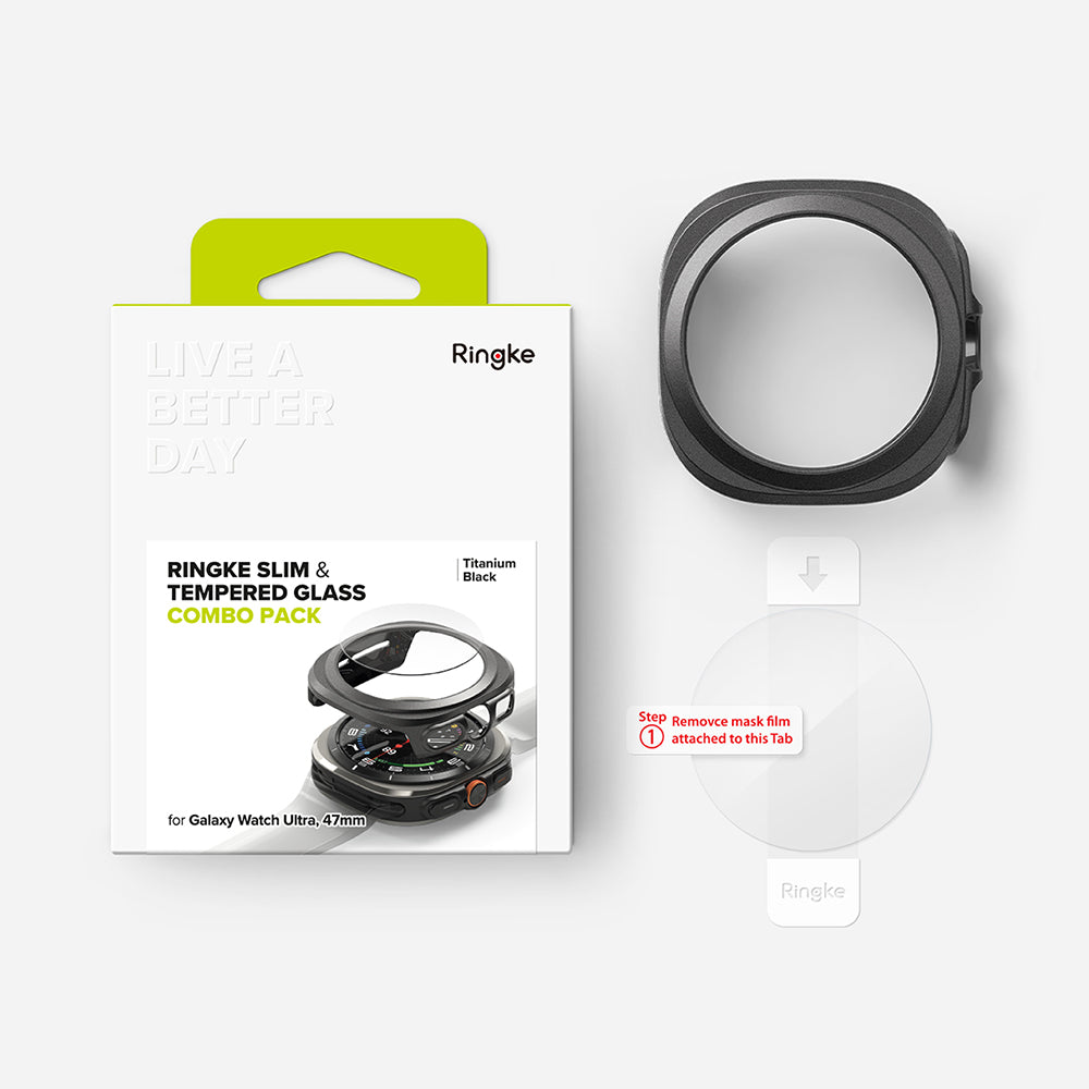 Folie de protectie smartwatch Ringke Slim + Screen Protector compatibil cu Samsung Galaxy Watch Ultra 47mm, Titanium Black
