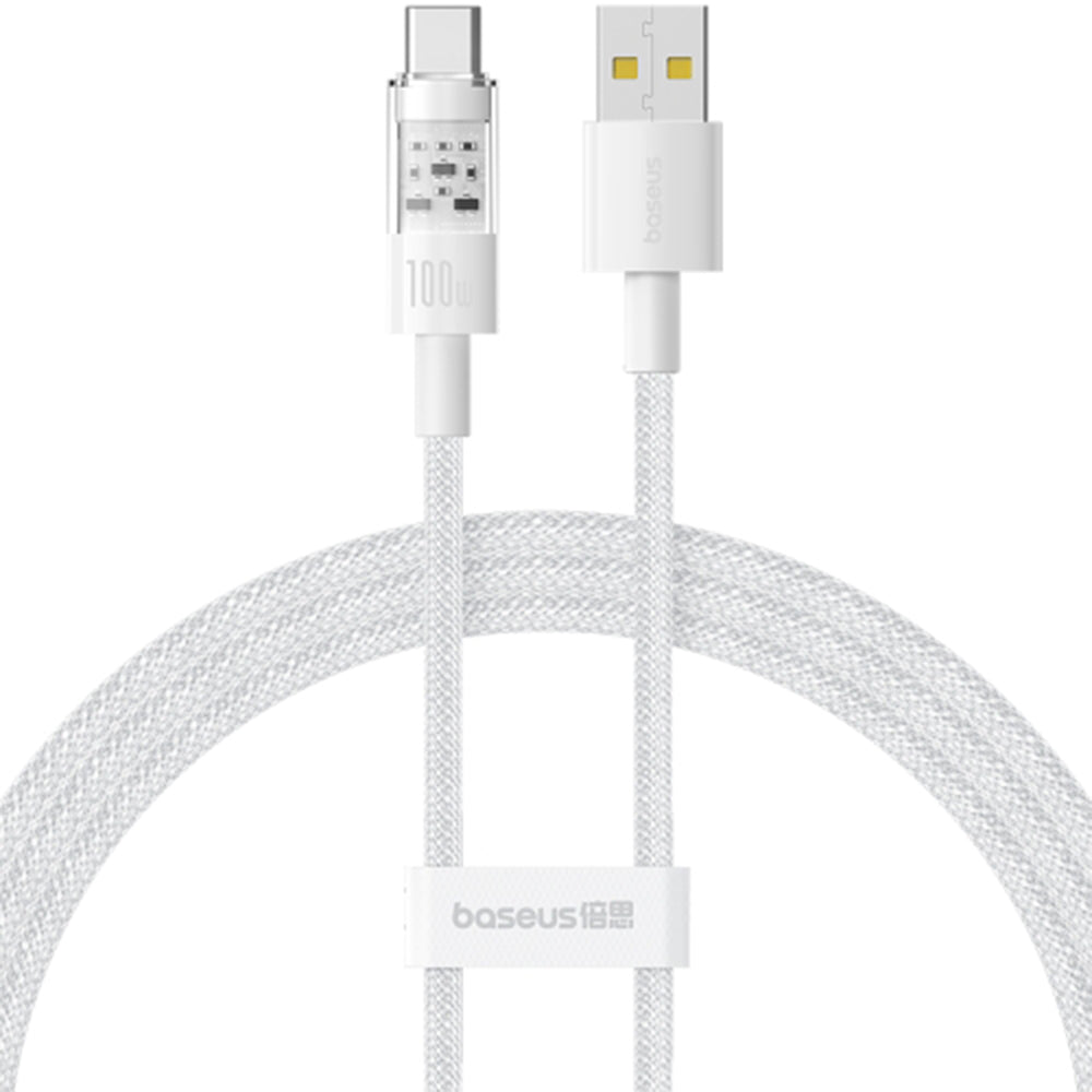 Cablu Baseus Gem (P10373002211-00), USB to Type-C, Super Fast Charging 100W, 1m, Moon White