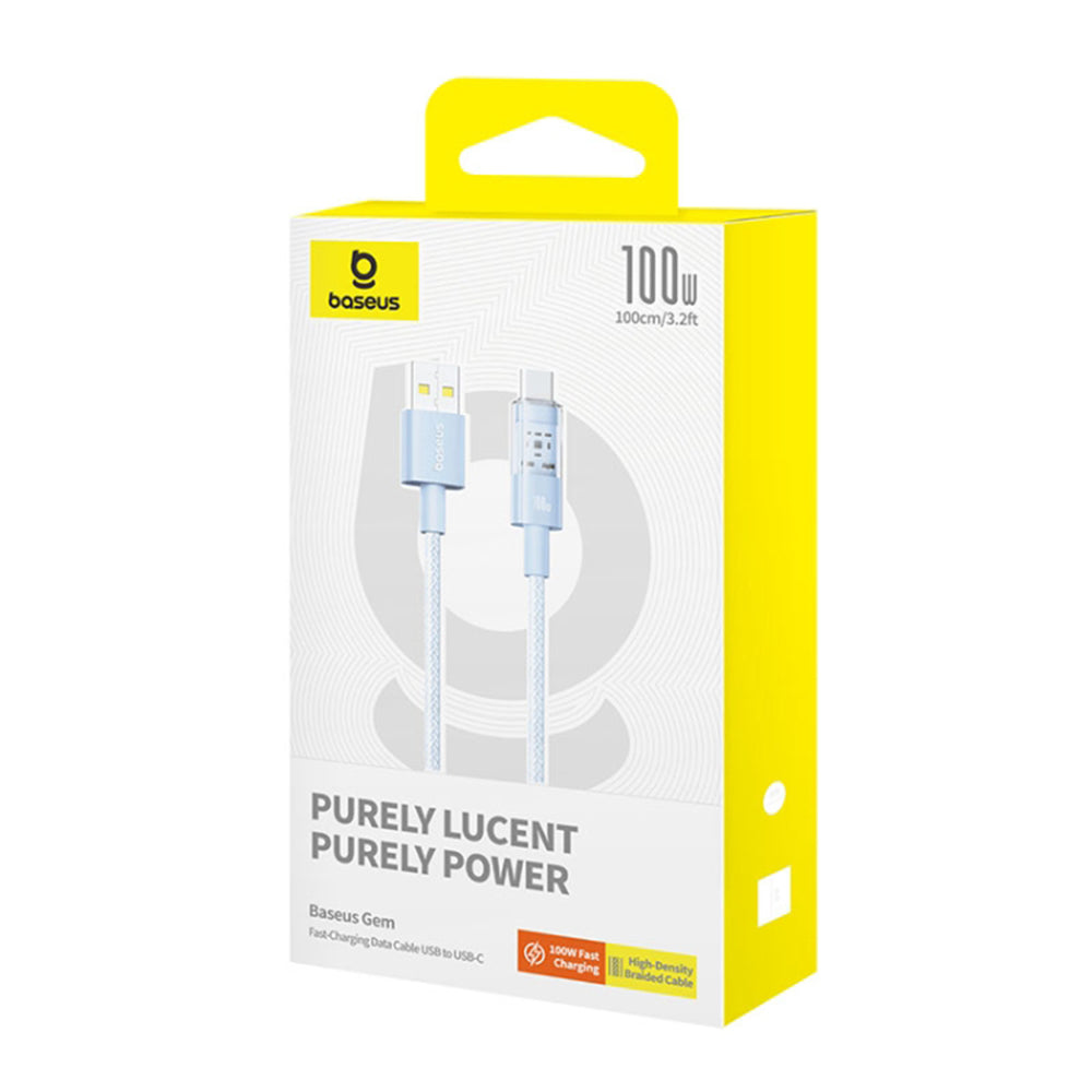 Cablu Baseus Gem (P10373002311-00), USB to Type-C, Super Fast Charging 100W, 1m, Galaxy Blue