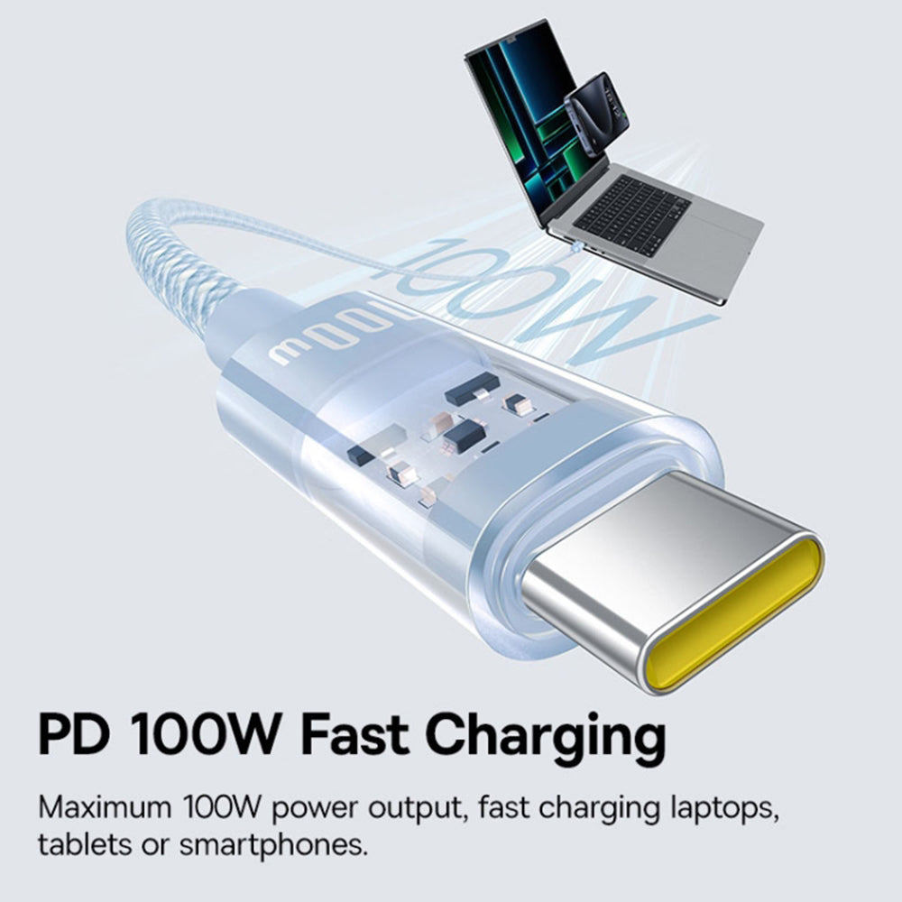Cablu Baseus Gem (P10373000311-00), Type-C to Type-C, Super Fast Charging 100W, 1m, Galaxy Blue