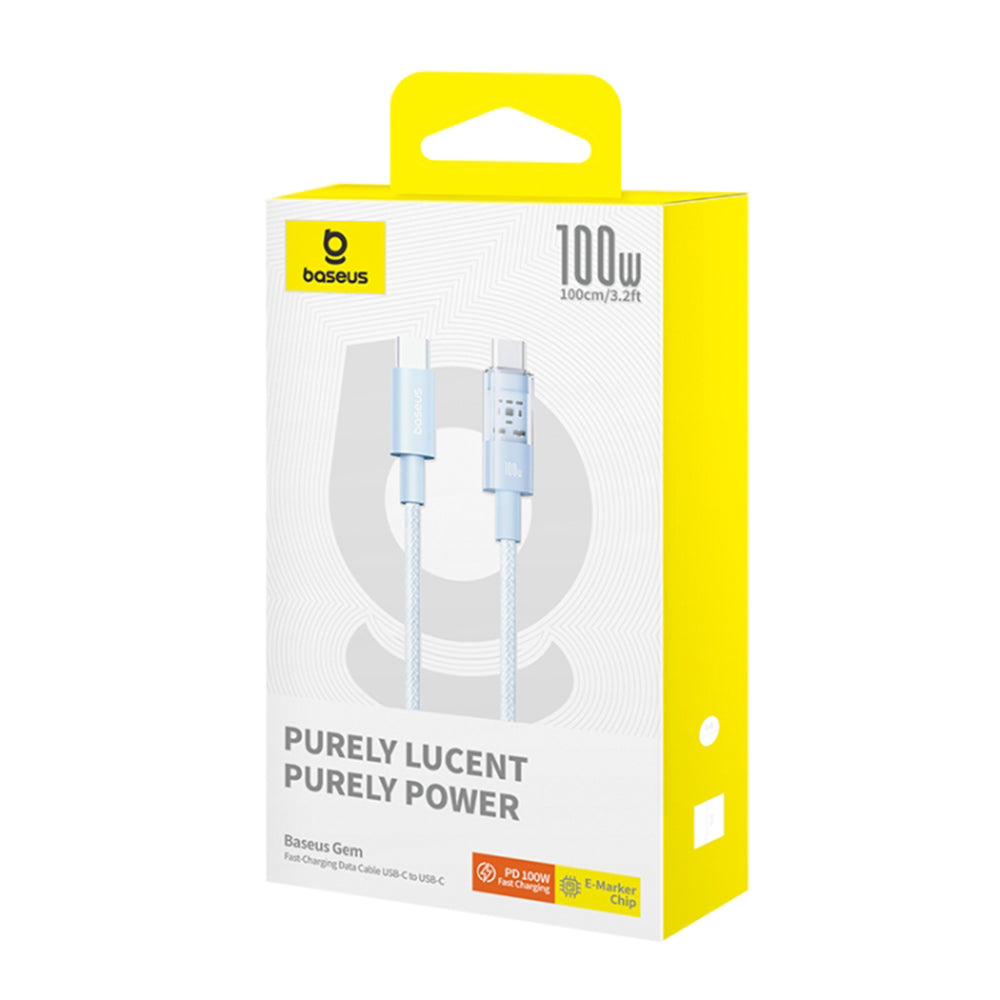 Cablu Baseus Gem (P10373000311-00), Type-C to Type-C, Super Fast Charging 100W, 1m, Galaxy Blue