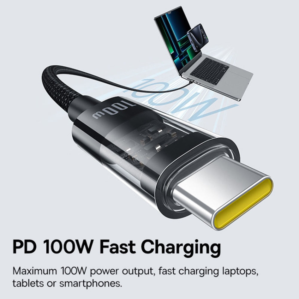Cablu Baseus Gem (P10373000111-00), Type-C to Type-C, Super Fast Charging 100W, 1m, Cluster Black