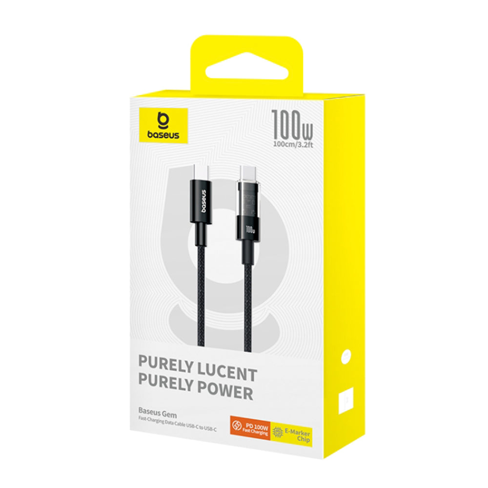 Cablu Baseus Gem (P10373000111-00), Type-C to Type-C, Super Fast Charging 100W, 1m, Cluster Black