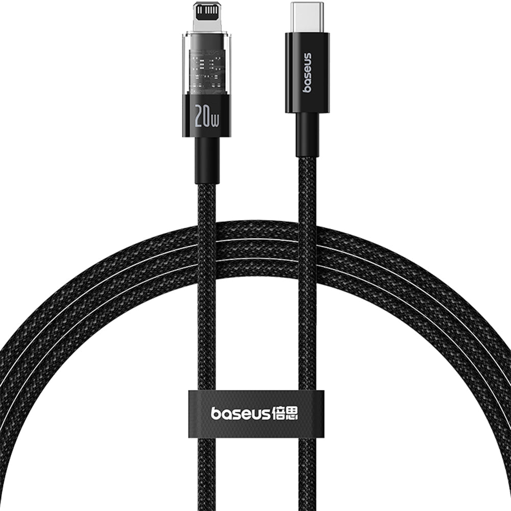 Cablu Baseus Gem (P10373001111-01), USB-C to Lightning, Fast Charging 20W, 2m, Cluster Black