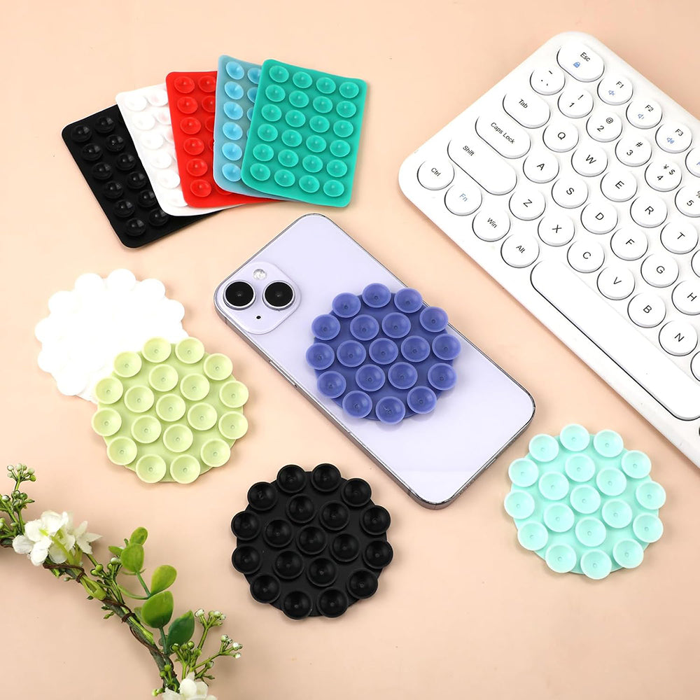 Suport Techsuit Phone (SY-CUP), Suction Pad for Selfies, Silicone, Adhesive Mount, Round Shape, Galben