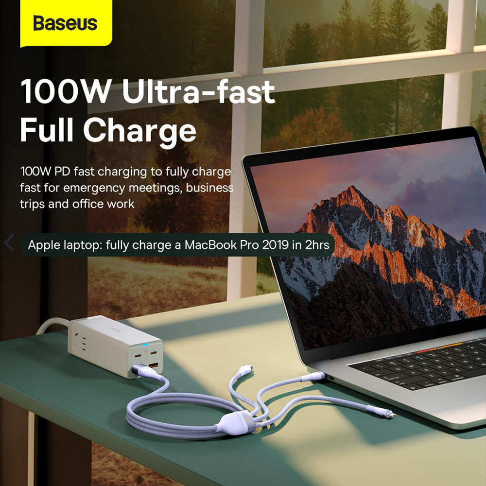 Cablu Baseus Flash Series 2 (CASS030005), Fast Charge, USB to Type-C, Lightning, Micro-USB, 100W, 1.2 m, Mov