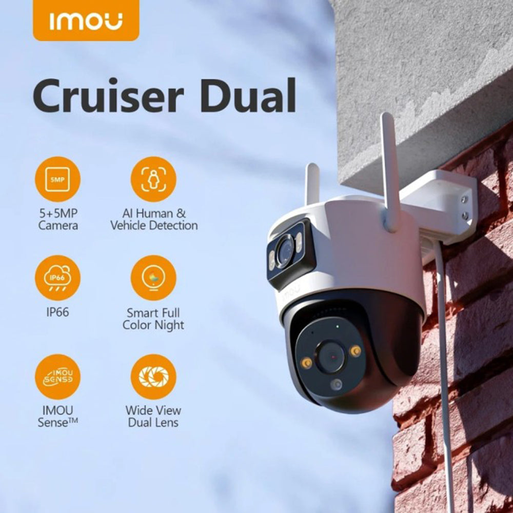 Imou Outdoor Camera Cruiser Dual (IPC-S7XP-8M0WED-0360B), 8MP, Two-way Talk, Human Detection, Night Vision, IP66, Alb