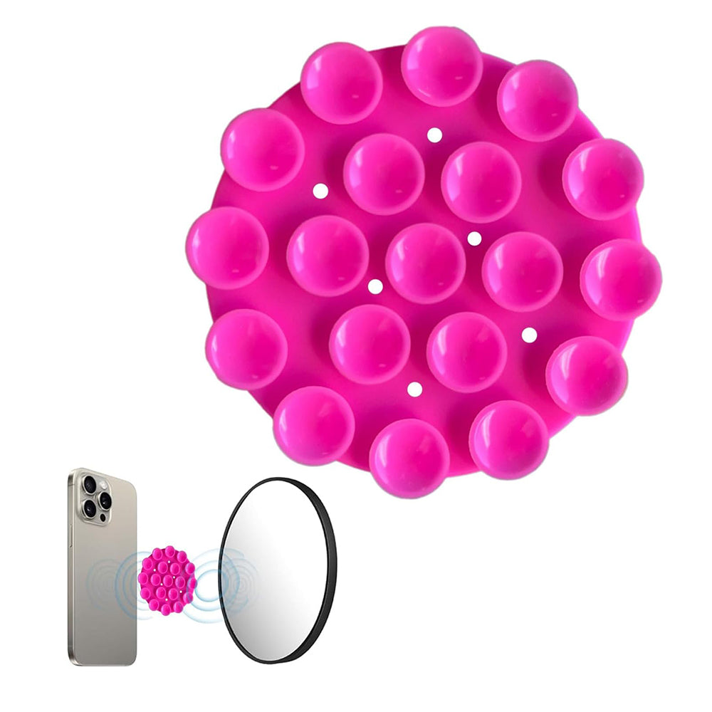 Suport Techsuit Phone (SR-CUP), Suction Pad for Selfies, Silicone, Adhesive Mount, Round Shape, Rosu