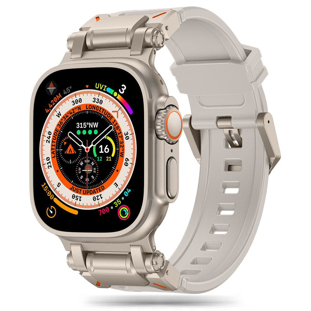 Curea smartwatch Techsuit Watchband (W064) compatibil cu Apple Watch 1/2/3/4/5/6/7/8/9/10/11/SE/SE 2/SE 3/Ultra/2/3(42/44/45/46/49mm), Argintiu Starlight